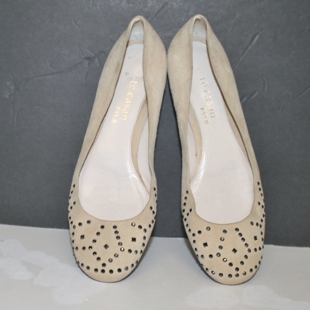 Limited Edition Te Casan Sparkly Studded Suede Ballet Flats Shoes